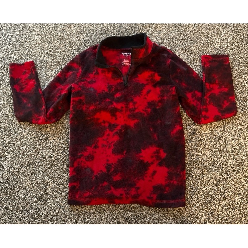 Jumping Beans Boys‎ Red blue tie dye 1/4 zip fleece pullover size 8